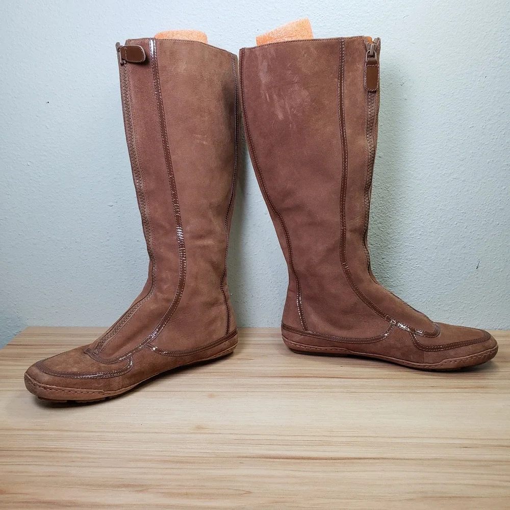 Cole Haan Penny Lane Suede Boots Tall Knee High Lagenlook Cottage Hippie Size 6B